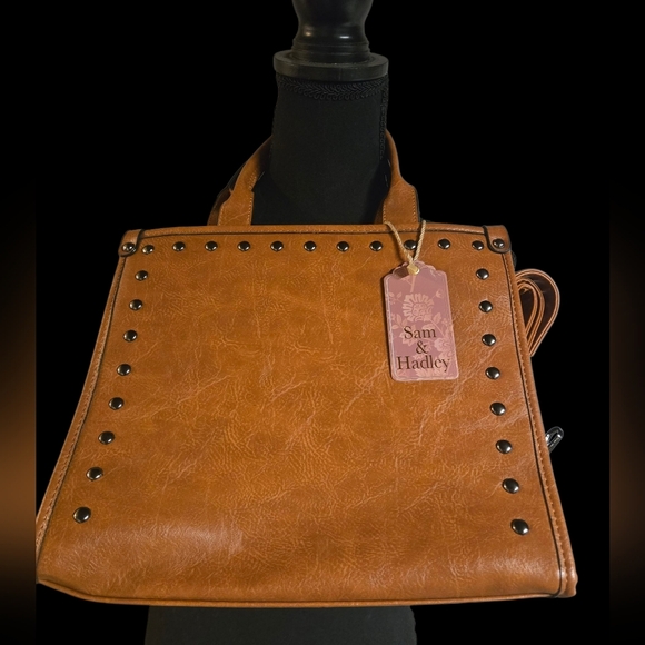 NWT Brown Tan Studded Women's Bag - Picture 1 of 4